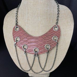 Leather and chain statment necklace